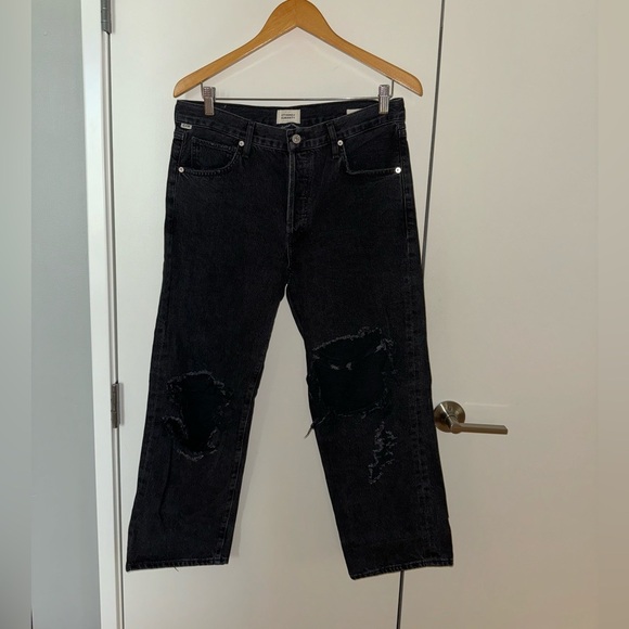 Citizens of Humanity Black Emery Crop Relaxed Straight - Picture 1 of 10